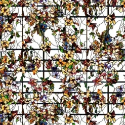 Dollhouse Miniature Floral Stained Glass Sheet