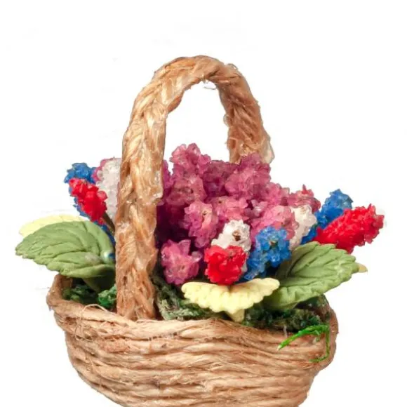 Dollhouse Miniature Floral Arrangement in a Basket
