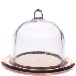Dollhouse Miniature Gold Tray with Clear Dome