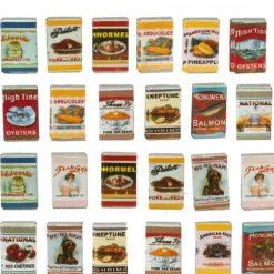 24 Dollhouse Miniature Grocery Tin Cans