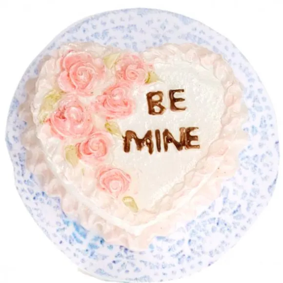 2 Dollhouse Miniature Heart "Be Mine" Cakes