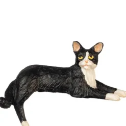Dollhouse Miniature Laying Black & White Cat