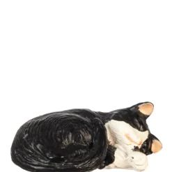 Dollhouse Miniature Laying Black & White Cat
