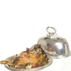 Dollhouse Miniature Leg of Lamb on a Metal Tray