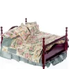 Dollhouse Miniature Mahogany Four Poster Bed With Linens