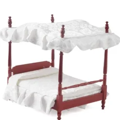 Dollhouse Miniature Mahogany Canopy Bed
