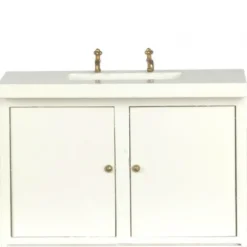 Dollhouse Miniature Modern White Kitchen Sink Cabinet