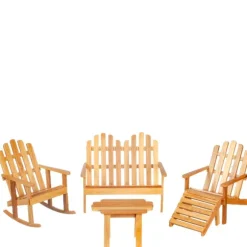 Dollhouse Miniature Oak Adirondack Chair Set