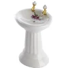 Dollhouse Miniature Pedestal Sink with Floral Design