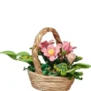 Dollhouse Miniature Pink Flowers in a Basket