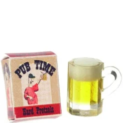 Dollhouse Miniature Pretzel Box & Beer