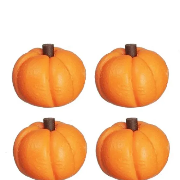 4 Dollhouse Miniature Pumpkins