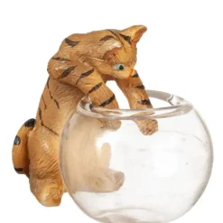 Dollhouse Miniature Reaching Tabby Cat