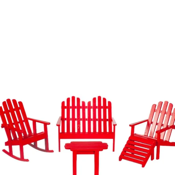 Dollhouse Miniature Red Adirondack Chair Set