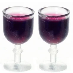 Dollhouse Miniature Red Wine Glass Set