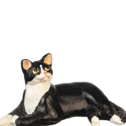 Dollhouse Miniature Relaxed Black & White Cat