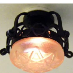 Dollhouse Miniature Scrolled Iron 12 V Ceiling Lamp