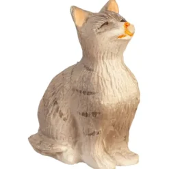 Dollhouse Miniature Sitting Gray Cat