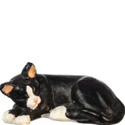 Dollhouse Miniature Sleeping Black & White Cat