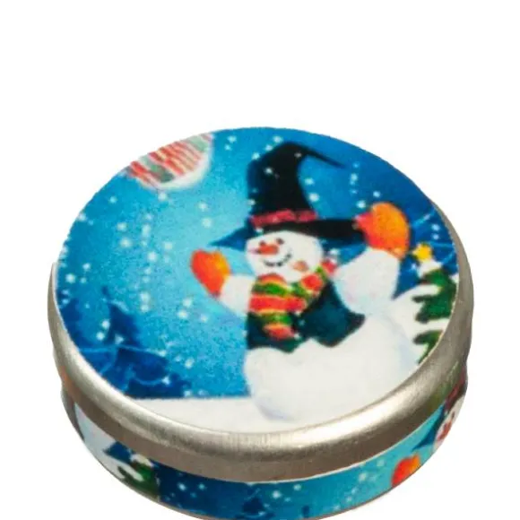 Dollhouse Miniature Snowman Cookie Tin