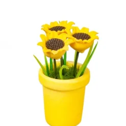 Dollhouse Miniature Sunflowers in a Yellow Pot