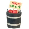 Dollhouse Miniature Tomato Barrel with Sign