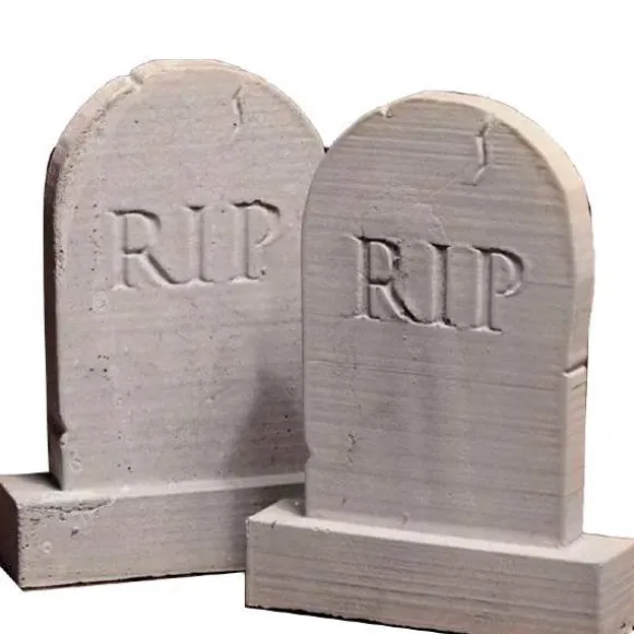 2 Dollhouse Miniature Tombstones