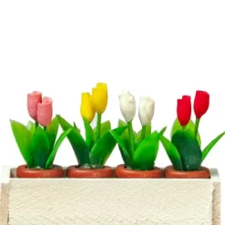 Dollhouse Miniature Tulips in a Window Box