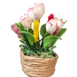 Dollhouse Miniature Tulips in a Basket