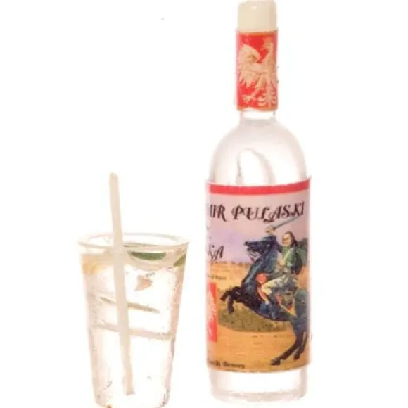 Dollhouse Miniature Vodka Bottle & Cocktail