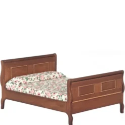 Dollhouse Miniature Walnut Sleigh Bed
