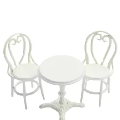 Dollhouse Miniature White Café Table & Chairs Set