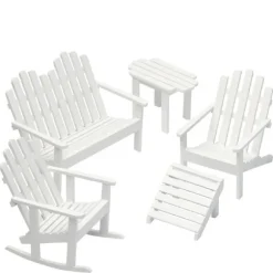 Dollhouse Miniature White Adirondack Chair Set