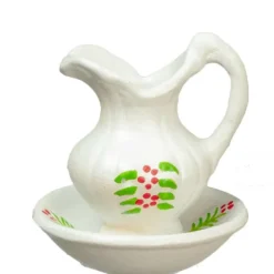 Floral Dollhouse Miniature Pitcher & Bowl