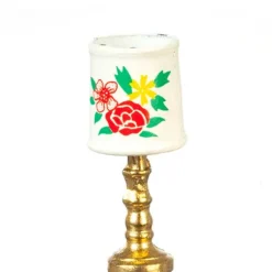 Floral Nonworking Dollhouse Miniature Table Lamp