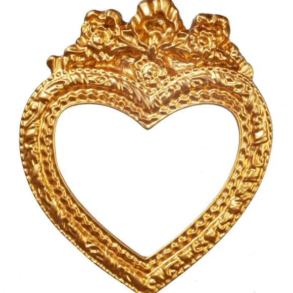 Gold Dollhouse Miniature Heart-Shaped Mirror