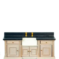 Gray & Black Dollhouse Miniature Sink & Counter