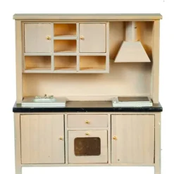 Gray & Black Dollhouse Miniature Kitchen Stove, Sink & Cabinets
