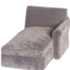 Gray Dollhouse Miniature Sectional Sofa Chaise with Arm on the Left