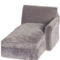 Gray Dollhouse Miniature Sectional Sofa Chaise with Arm on the Left