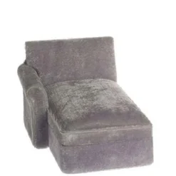 Gray Dollhouse Miniature Sectional Sofa Chaise with Arm on the Right