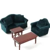 Green Fabric Dollhouse Miniature Living Room Set
