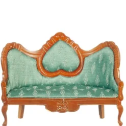 Green Victorian Dollhouse Miniature Sofa