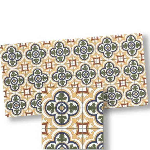 Green, Yellow & Blue Dollhouse Floor Tile