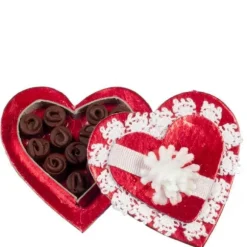 Heart-Shaped Dollhouse Miniature Box with Chocolates