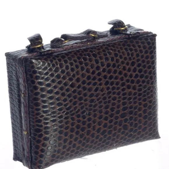 Large Faux Leather Dollhouse Miniature Suitcase