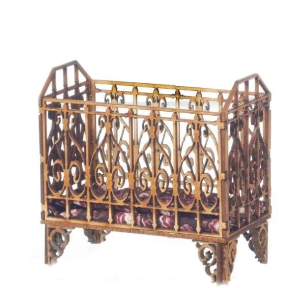 Laser-Cut Dollhouse Miniature Crib