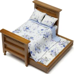 Light Walnut Dollhouse Miniature Trundle Bed