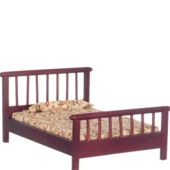 Mahogany Dollhouse Miniature Double Bed