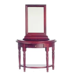 Mahogany Dollhouse Miniature Hall Table with Mirror